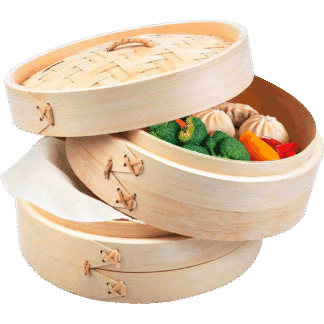 Бамбуковая пароварка (2 яруса + 1 крышка)